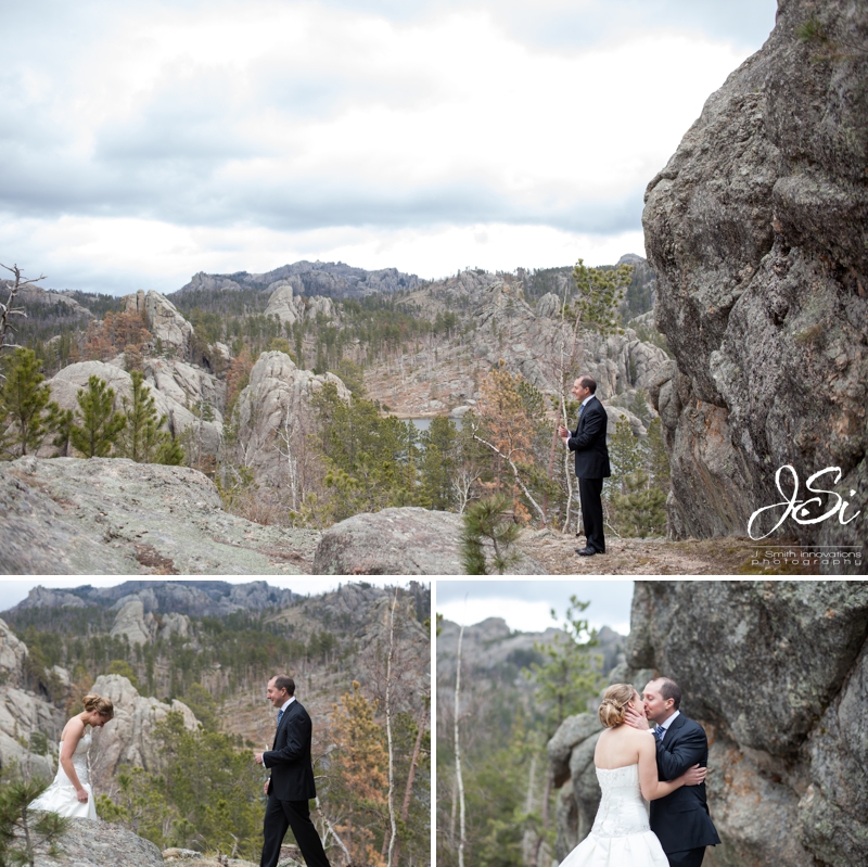 South Dakota Sylvan Lake Custer State Park first look wedding photo