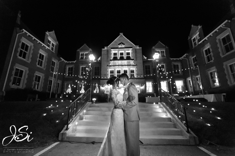 Kansas City Belvoir Winery elegant wedding night flash photo