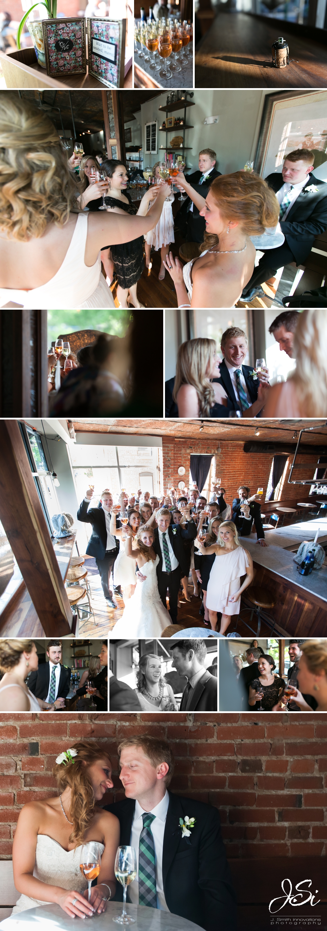 Kansas City The Hobbs Building Feasts of Fancy Event Space CaVa Champagne wedding photo