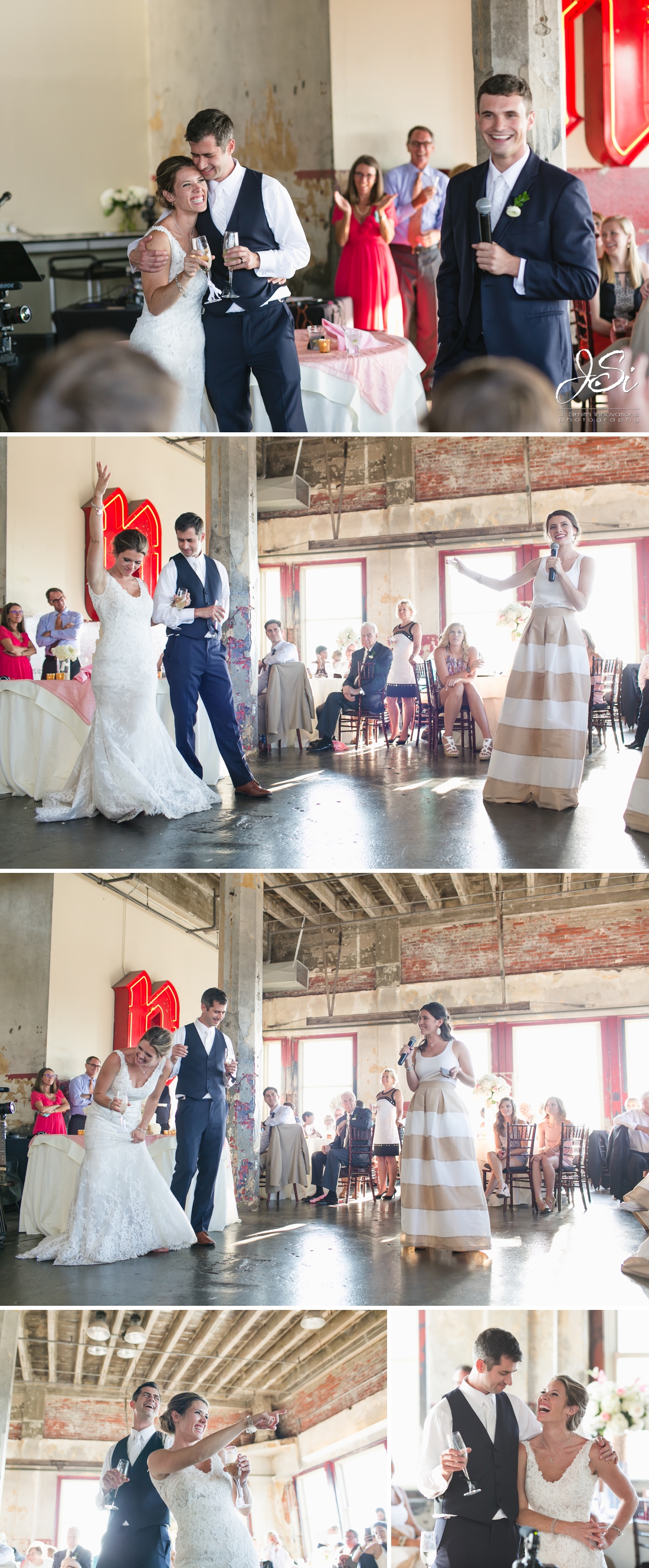 Kansas City The Urban Event vibrant candid toast wedding picture