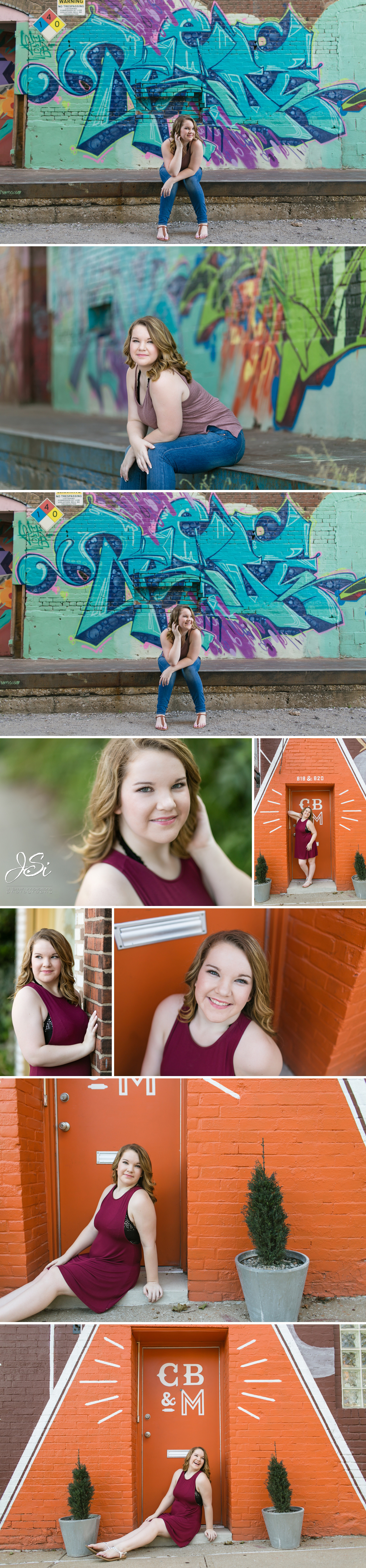 Kansas City West Bottoms colorful relaxed girl senior pictures graffiti photos